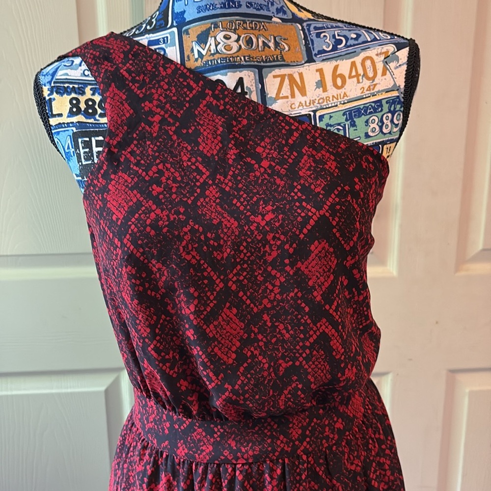 Michael Kors Red Asymmetrical Ruffled Sundress - Picture 3 of 7
